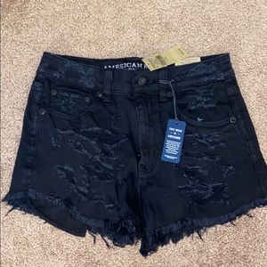 AE Distressed Black Shorts